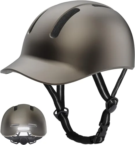 Miniatura 13 de Shinmax Casco de bicicleta – Casco de ciclismo ligero ajustable estilo gorra de béisbol con visera larga, tira reflectante, para viajes urbanos