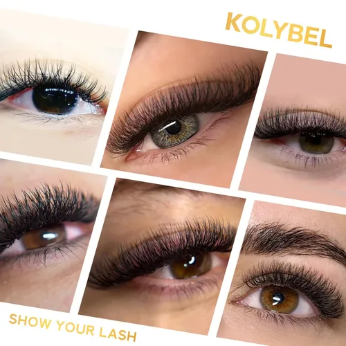 Miniatura 6 de KOLYBEL Extensión de pestañas W con floración automática, volumen 4D, pestañas postizas en abanico 0.07 C/D, rizo de visón sintético, color negro