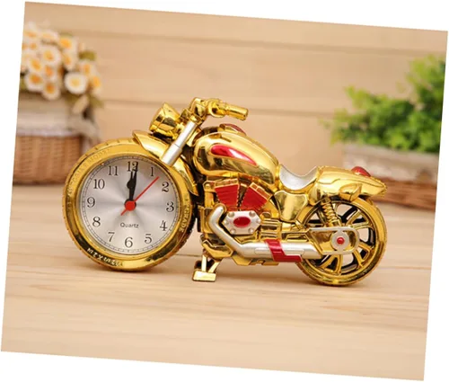 Miniatura 9 de IMIKEYA Reloj despertador para motocicleta, reloj despertador vintage, movimiento de cuarzo, estilo vintage para niños, reloj de motocicleta único