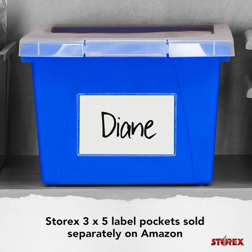Miniatura 8 de Storex Contenedor de almacenamiento de 4 galones con tapa, organizador de plástico para libros y suministros, azul, paquete de 6 (61412U06C)