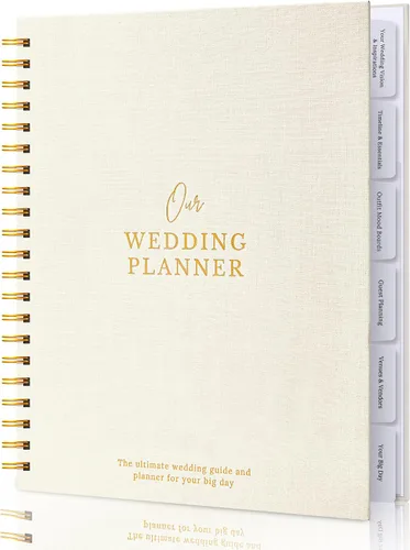 Miniatura 22 de Libro y organizador de boda atemporal premium de alta calidad, libro de planificación de bodas, carpeta completa de recuerdo y cuenta regresiva