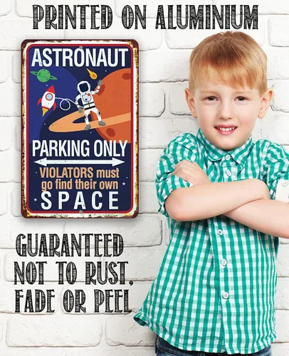 Miniatura 5 de Astronaut Parking Only - Decoración genial para sala de juegos y letrero de guardería, decoración de planeta para habitación de niños y niños