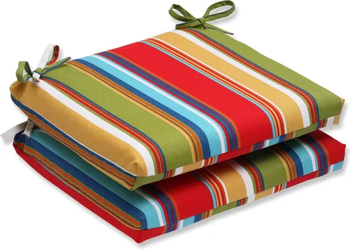 Miniatura 12 de Pillow Perfect Cojín cuadrado para asiento de silla esquinera para interiores y exteriores con lazos, relleno de fibra de felpa, resistente a