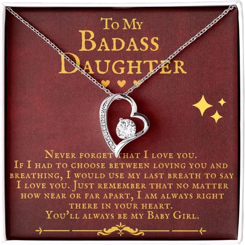 ZILORRA Collar para hija con texto en inglés "To My Badass", regalos para padre e hija, regalo de cumpleaños para hija, graduación, Navidad, San