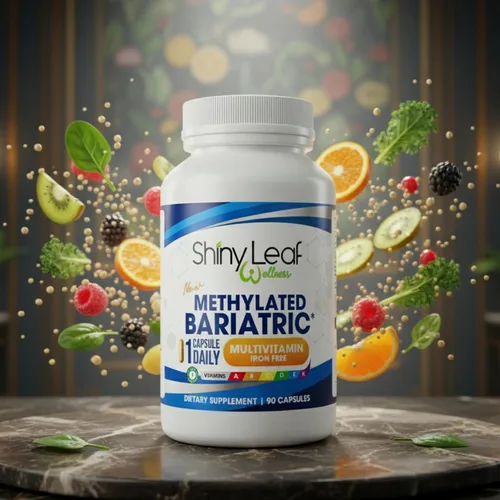 Miniatura 9 de Shiny Leaf Multivitamínico bariátrico metilado sin hierro - Vitaminas para bypass gástrico y manga, 1 cápsula diaria W Folato metilado, B12, A, C