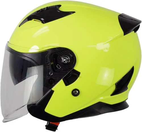 Miniatura 9 de Milwaukee Helmets MPH9823DOT 'Shift' - Casco de cara abierta 3/4 amarillo neón para hombres y mujeres con visera tintada desplegable