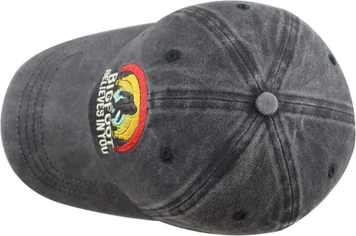 Miniatura 4 de Bigfoot Believes in You - Gorra de béisbol bordada ajustable de algodón retro de mezclilla con pie grande Sasquatch
