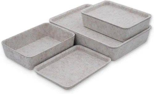 Miniatura 10 de Welaxy Organizador de cajones apilables con tapa para el hogar, oficina, trabajo, caja de almacenamiento de escritorio con tapa para maquillaje