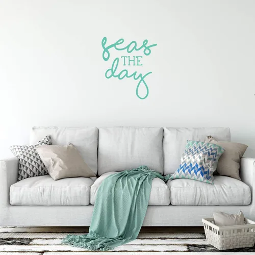 Miniatura 3 de Seas the Day Cursive Wall Decal Vinyl Sticker Nautical Decoration for Living Room, Bedroom Quote for Laptop or Water Bottle Black, White