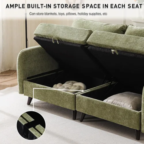 Miniatura 3 de Sofá modular de 104 pulgadas con almacenamiento para todos los asientos, cómodos sofás de nube de 3 plazas de gran tamaño con asiento profundo, sofá