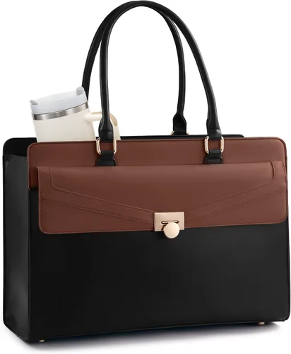 Miniatura 9 de LOVEVOOK Laptop Tote Bag for Women - PU Leather Vintage Work Tote Bag,Waterproof Business Teacher Bag with Large Cup Holder