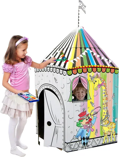 Miniatura 3 de Adventure Awaits! Casa de juegos de circo de cartón para niños, colorea, dibuja y personaliza, ideal para el tiempo de juego y el tiempo de artes
