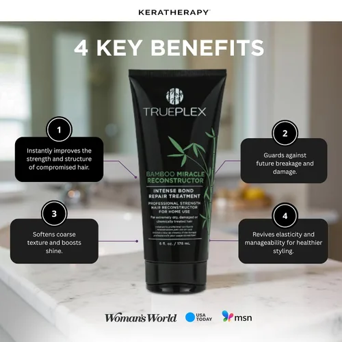 Miniatura 5 de KERATHERAPY Bamboo Miracle Reconstructor Bond Repair Tratamiento, 6 onzas, 6.0 fl oz – Protección térmica vegana y fortalecedor del cabello