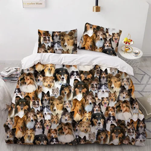 Miniatura 7 de Airedale Terrier - Juego de funda de edredón con estampado de cara de perro, juego de ropa de cama de 3 piezas, juego de funda de edredón suave