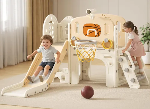 Miniatura 10 de XJD Conjunto de Tobogán 8 en 1 para Niños Pequeños, Tobogán para Niños de 1+ Años, Conjunto de Juego de Tobogán Escalador para Niños Pequeños