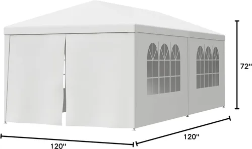 Miniatura 8 de F2C Cenador para exteriores de 10 x 20 pies, toldo blanco con paredes laterales para fiestas, bodas, tienda para eventos de catering, pabellón