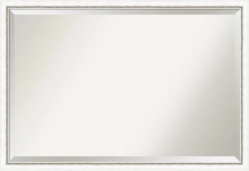 Miniatura 14 de Amanti Art - Espejo de baño blanco para sobre lavabo, espejo de tocador rectangular Morgan blanco azul de 22x18, marco de madera moderno pequeño, se