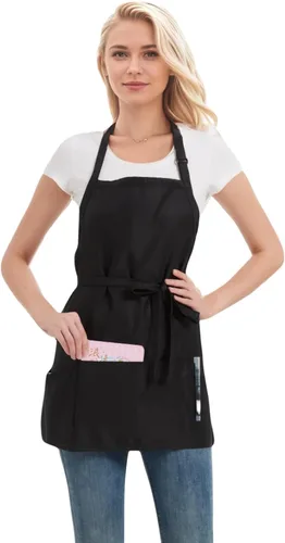 Delantales ajustables impermeables con 3 bolsillos para hombres y mujeres, delantal de servidor para cocina, cocina al aire libre, jardinería,