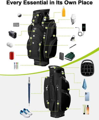 Miniatura 2 de Vancropak Golf Cart Bag, Golf Gifts for Men with 15 Way Divider Top, USB Charging Port, Waterproof Protective Rain Cover, Shoe Compartment, Cooler