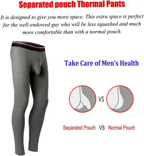 Miniatura 6 de Pantalones térmicos para hombre, pantalones térmicos largos con bolsa separada