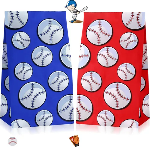 40 bolsas de regalo para fiesta de béisbol, suministros de papel para fiesta de béisbol, suministros para decoración de cumpleaños, suministros de
