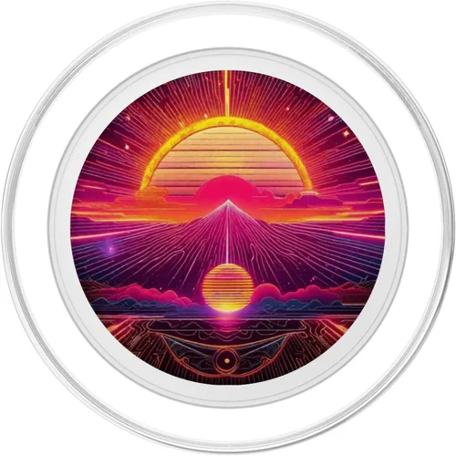 Miniatura 2 de Retro 80s Movie Synthwave Vaporwave Decor Hippie Sun Print PopSockets MagSafe PopGrip for iPhone