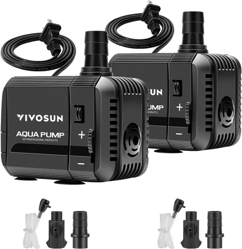 Bomba sumergible Vivosun 3-210GPH, bomba de agua ultra silenciosa con 3.3 pies de elevación, bomba de fuente con cable de alimentación de 5 pies, 2