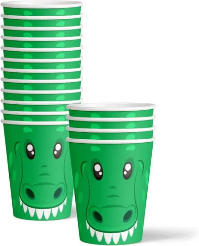 Miniatura 3 de Suministros para fiesta de cumpleaños de cocodrilo, juego de vajilla de cocodrilo para cumpleaños de niño, kit incluye platos, servilletas y tazas
