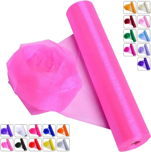 Miniatura 14 de Tela de Organza de Cristal Tul - 16" por 50 Yardas Tela Transparente para Decoración de Fiestas de Boda Despedida de Soltera Tutú Rollo de Malla
