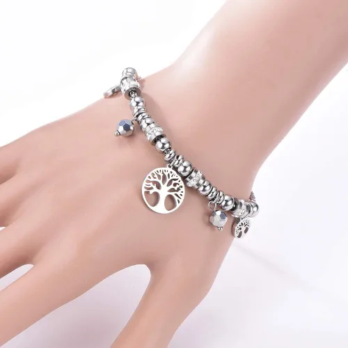 Miniatura 5 de Pulseras elásticas para mujer pulsera de cristal de acero inoxidable para niñas pulsera elástica de regalo para amigas cristal Sin gemas