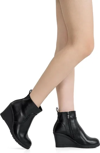 Miniatura 9 de Vepose Botines de cuña 9679 para mujer, botines clásicos con cremallera lateral para mujer