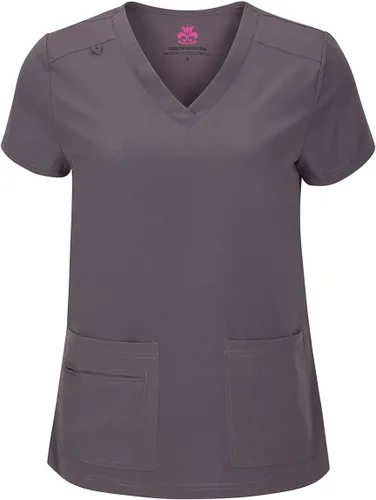 Miniatura 2 de Natural Uniforms - Conjunto fresco y elástico de ropa quirúrgica con camisa cuello en V y pantalón cargo para mujer, tallas regulares y pequeñas