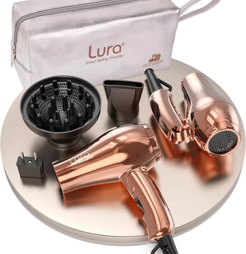 Miniatura 7 de LURA Secador de pelo automático de viaje de doble voltaje con difusor, secador de pelo de viaje mini con enchufe de la UE y enchufe del Reino Unido