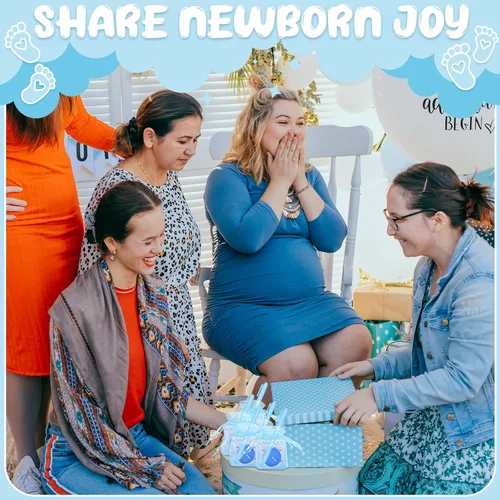 Miniatura 5 de Ctosree 100 juegos de regalos de baby shower para invitados, 100 velas de baby shower, 100 etiquetas de agradecimiento, 100 bolsas de regalo