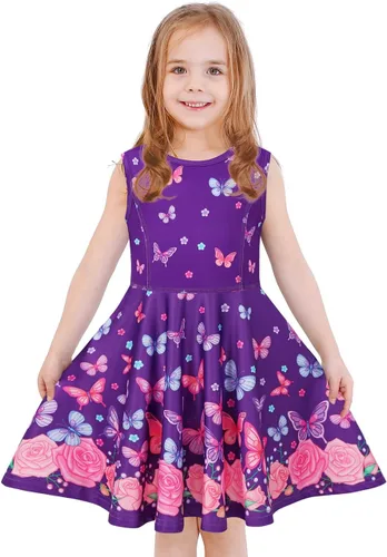 LaBeca - Vestido sin mangas o de manga larga para niñas, vestidos informales con diseño de unicornio o sirena para niñas pequeñas o grandes