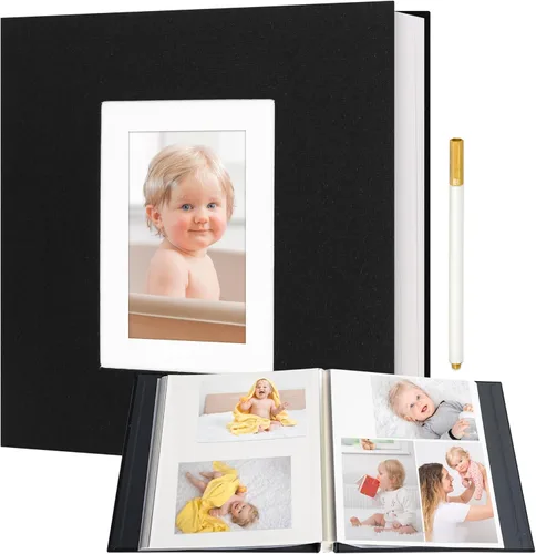 Miniatura 16 de Vienrose Álbum de fotos autoadhesivo para fotos de 2 x 3, 4 x 6, 5 x 7, 8 x 10 pulgadas, 40 páginas en blanco, cubierta de lino, libro de recuerdos
