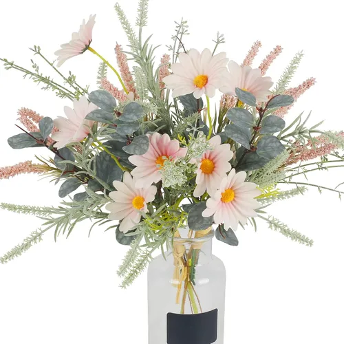 Miniatura 8 de 3 paquetes de flores silvestres artificiales mixtas de seda falsa de 20 pulgadas, arreglos florales vibrantes para jarrón de interior, hogar, mesa