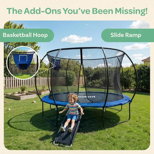 Miniatura 5 de Trampolín para niños y adultos – Trampolín de 8 pies, 10 pies, 12 pies, 14 pies con red, con rociador adicional y luces LED, certificado ASTM
