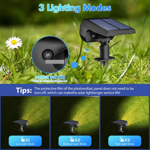 Miniatura 4 de NYMPHY Luces solares para exteriores, impermeables, IP68, 56 LED, 3 modos de iluminación, funciona con energía solar, para jardín, patio, luces