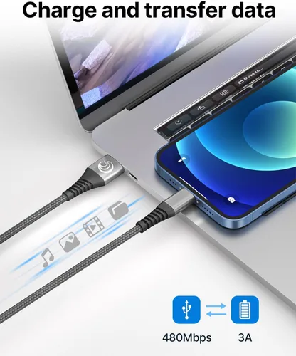 Miniatura 4 de Cargador para iPhone [certificado Apple MFi] Paquete de 2 cables Lightning de 10 pies de largo, cable de carga rápida de nailon trenzado