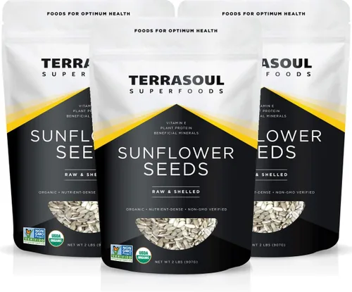 Terrasoul Superfoods Semillas de girasol orgánicas Hulled, 6 libras (paquete de 3)