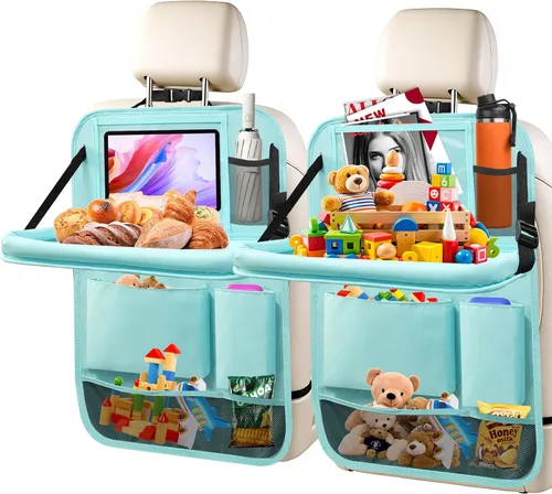 Miniatura 9 de Organizador de asiento trasero de automóvil, paquete de 2 organizadores de asiento trasero de automóvil con soporte para tableta de 11 pulgadas, 10