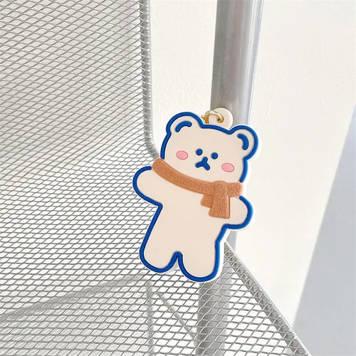 Miniatura 3 de Funda de silicona de animales lindos compatible con Airtags Finder Location Tracker Llavero para niños y mascotas llaves blanco (White Bear)
