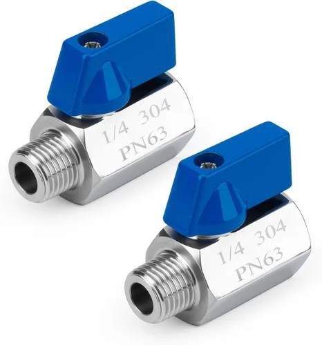 Miniatura 9 de Paquete de 2 mini válvulas de bola de 1/2 pulgada, control de flujo de agua de acero inoxidable 304 macho x hembra NPT roscadas válvulas de drenaje
