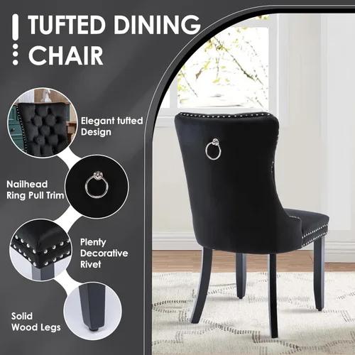Miniatura 7 de Juego de comedor de 3 piezas con superficie de vidrio transparente, juego de comedor cuadrado minimalista moderno de 36'', juego de mesa de cocina