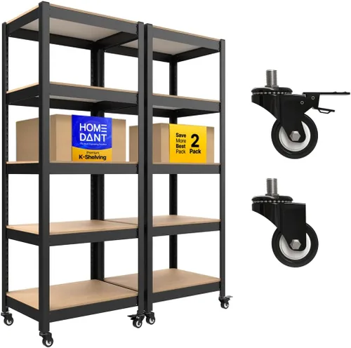 Miniatura 16 de HOMEDANT House Carrito Rodante de Metal de 24.4" con 5 Niveles, Estantería con Rodajas de Servicio Pesado Laminadas, Unidad de Estantería