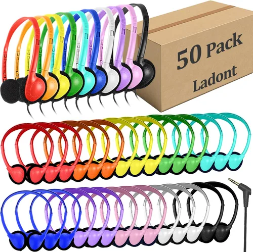 Miniatura 7 de Paquete de 30 auriculares para niños a granel para el aula escolar, auriculares con cable para niños, estudiantes, niños pequeños, adolescentes