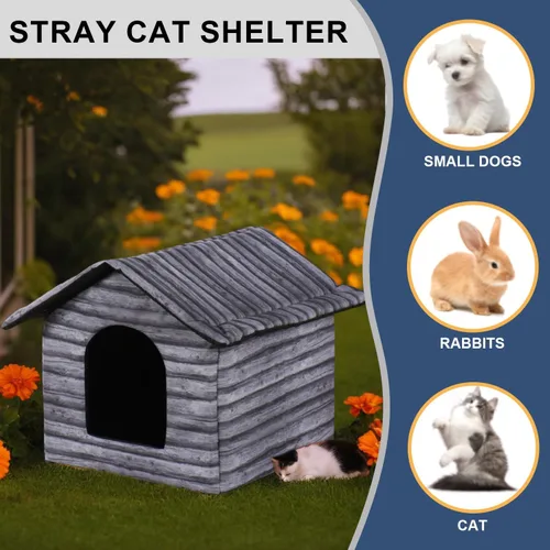 Miniatura 4 de Casa para Gatos de Exterior Casa para Gatos para Uso en Exteriores e Interiores - Refugio Impermeable para Gatos, Perros y Animales Ferales