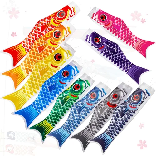 Boao 10 piezas de cometa de bandera de pez japonesa de carpa de 15.7 pulgadas, calcetines de viento colgantes japoneses para jardín, patio trasero,