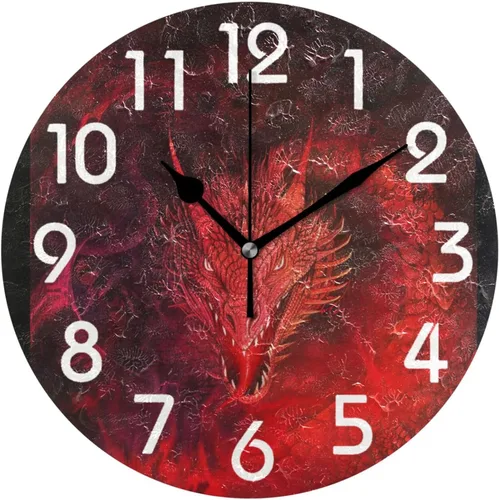 Miniatura 12 de Reloj de pared redondo retro de otoño con dos gnomos y calabaza de 10 pulgadas, funciona con pilas, reloj de escritorio analógico silencioso sin